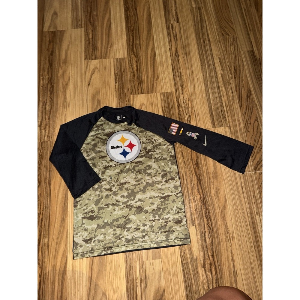 Nike NFL Pittsburgh Steelers Salute to Service Camo Dri-Fit 3/4 Sleeve Youth M